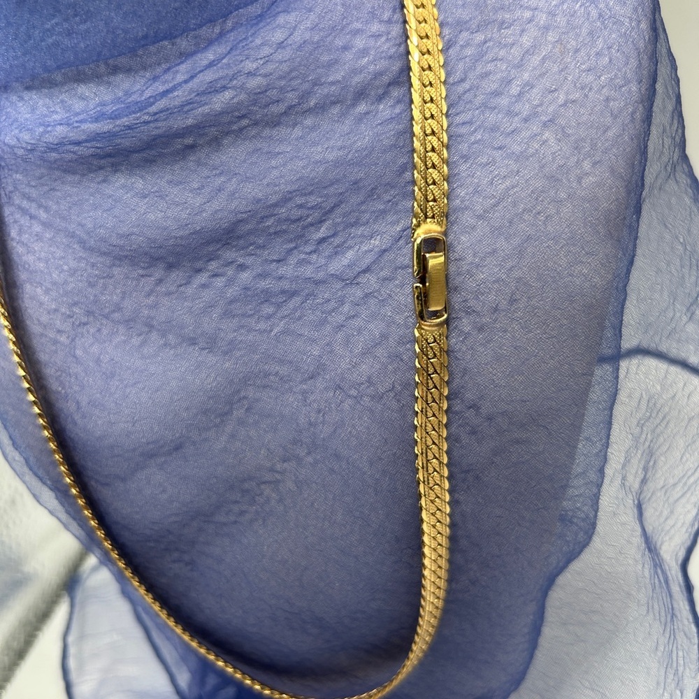 Vintage Herringbone 10k Gold-Plated Chain Necklace SZ 19” Unisex Style - Picture 7 of 12